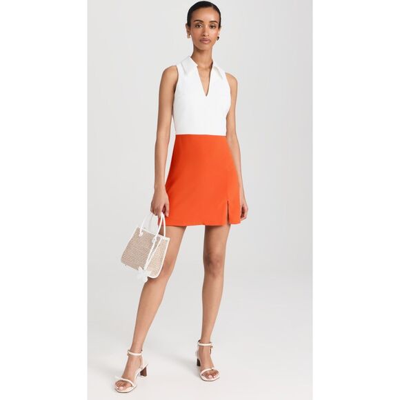 NWT Amanda Uprichard Augusta Sleeveless Mini Tennis Dress in White & Orange Sz S - Picture 6 of 16
